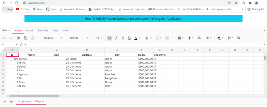 How To Add Synfusion Spreadsheet component In Angular Application